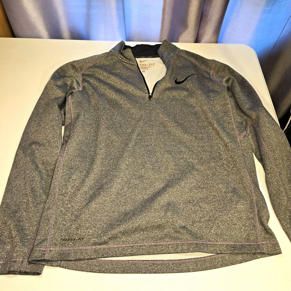 Nike Therma-FIT Men's Gray 1/4 Zip Mock Neck Mesh Pullover Top Size M